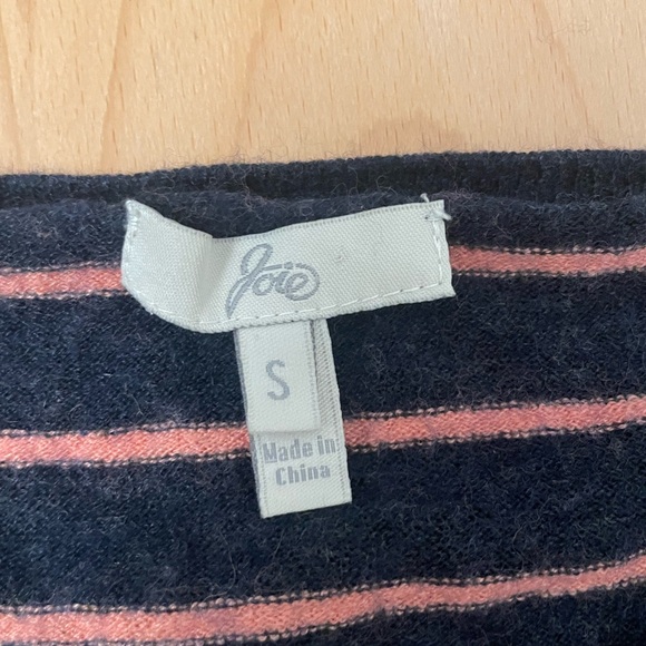 Joie 3/4 Sleeve Navy and Peach Striped Sweater - Picture 2 of 4